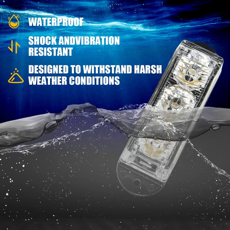 FXC (2PCS 3-LED Strobe Lights Amber Waterproof Emergency Beacon Flash
