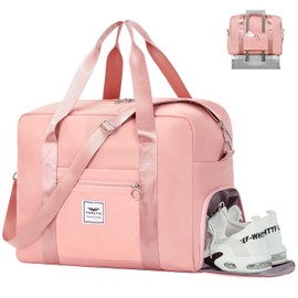 FIORETTO for Easyjet Airlines Cabin Bag 45x36x20 Underseat Travel Hand Luggage Carry on Bag Weekend Overnight Duffle Holdall Bag for Women and Men with Shoes Compartment Pink