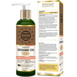 Morpheme Remedies Organic Sesame Pure ColdPressed Oil for Hair, Body, Skin Care, Massage, 200 ml