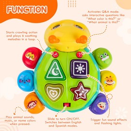 AUUGUU Musical Baby Toys, Infant Light up Music Toys Tummy Time Development, Crawling Toy for 6 7 8 9 10 11 12+ Month Old, Christmas Birthday Gifts for Babies