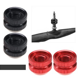 VGOL 4 Pieces Bicycle Vacuum Tire Presta Valve Nut with Sealing Ring Bicycle Inner Tube Valve Lock Nuts for Mountain Bike Aluminum Alloy 2 Black and 2 Red