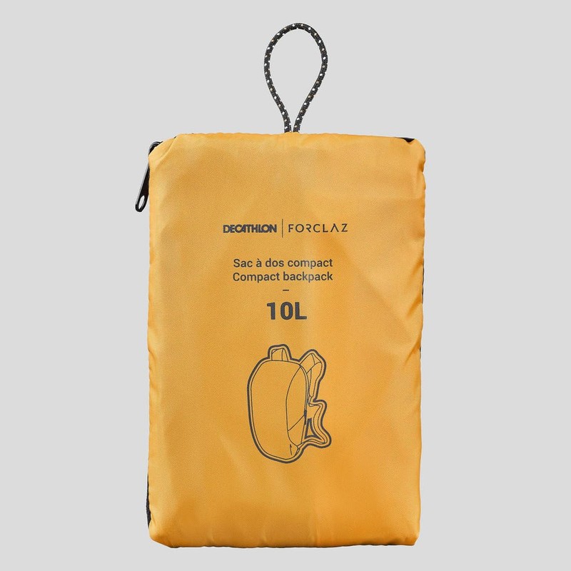 Forclaz Mochila plegable compacta de 10 litros (amarillo), Amarillo, Compacto