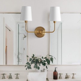 Safavieh SCN4015A Ezra Brass Gold 2-Light Wall (LED Bulbs Included) Sconce