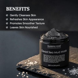 Majestic Pure Dead Sea Mud Mask for Face and Body - Gentle Facial Mask and Pore Minimizer for Men and Women - 8.8 fl. Oz