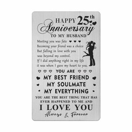 HYHYDHP 25th Anniversary Card Gifts for Husband - Happy 25 Year Anniversary Card for Him Men