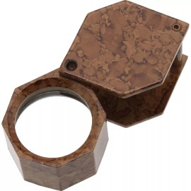 FindingKing 10X Brown Color Hexagonal Eye Loupe Jewelers Magnifying Tool 21mm