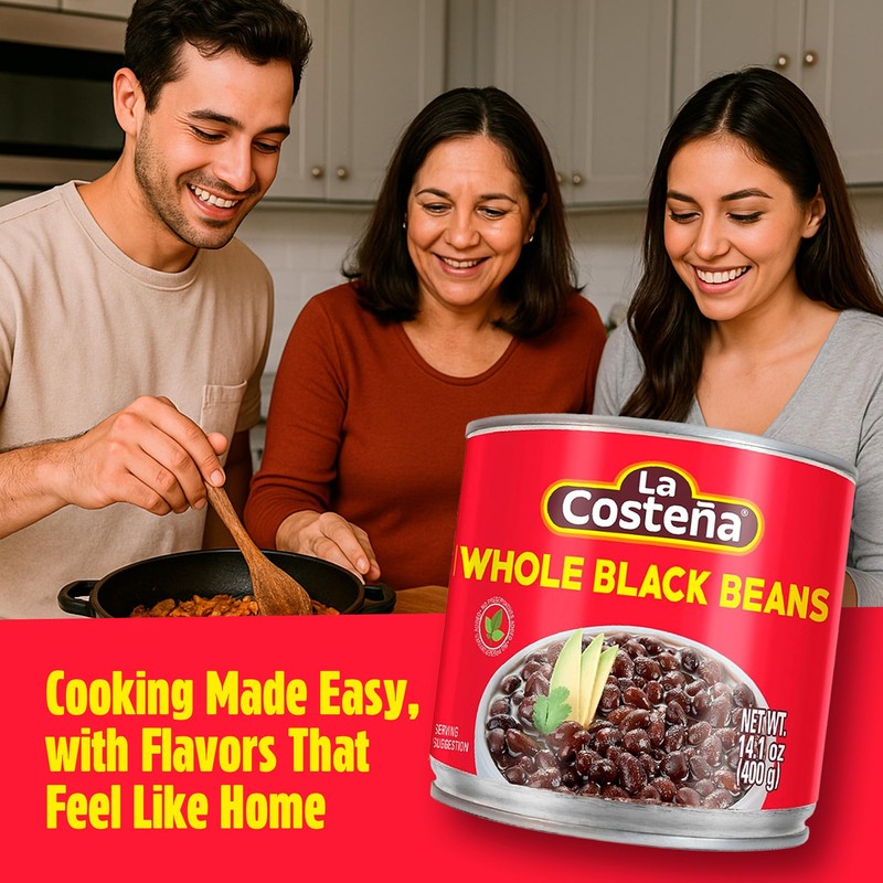 La Costeña Whole Black Beans - Ready-to-Eat Canned Black Beans