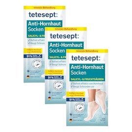 tetesept Anti-Hornhaut Socken mit Salicyl- & Fruchtsäuren - 3 Paar One Size - Befreit effektiv von Hornhaut mit 1 Anwendung - Hornhautentferner beugt Schrunden vor