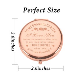 Granddaughter 16th 18th 21st Birthday Gifts from Grandma Grandpa Valentines Day Gifts for Teen Girls Her Inspirational Granddaughter Gifts from Grandma Grandpa Compact Mirror for Girls Makeup Mirror