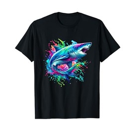 Shark Marine Biologist Paint Splash Ocean Animal Shark Lover T-Shirt