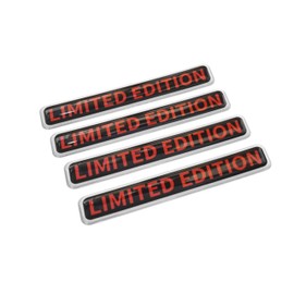 PTDecals 4 Pieces 90 x 15 mm Soft Flexible Epoxy Limited Edition Emblem Sticker for Vehicle Car Motorcycle Helmet Home Decoration (Black Red)