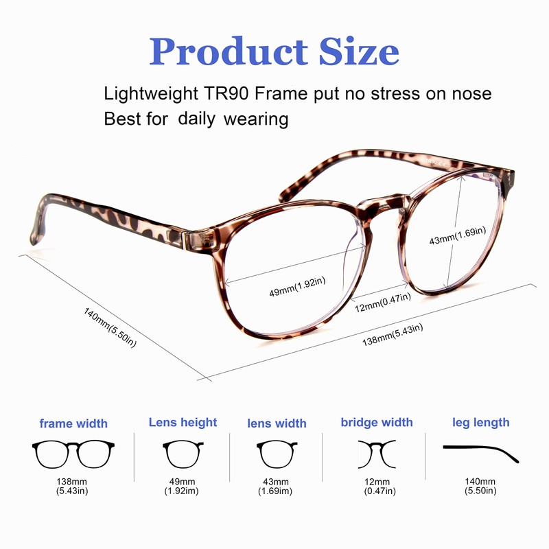 FEIYOLD Blue Light Blocking Glasses Women/Men,Retro Round Anti Eyestrain Computer
