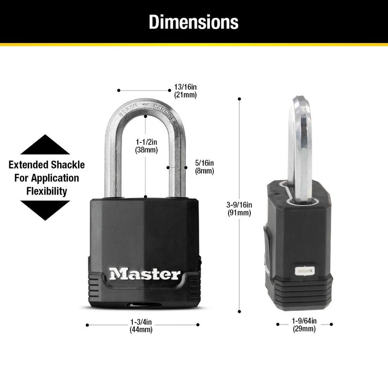 Master Lock Black Magnum Keyed-Alike Padlocks with All-Weather Cover, Outdoor