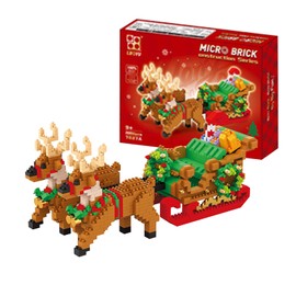 Micro Cartoon Building Blocks Set, Reindeer Sleigh, Christmas Building Toys, DIY Building Blocks, Approx. 2000 Pieces Per Piece, Gift for Adults, Teenagers, Children Aged 7-14+, Unique Home Accessory