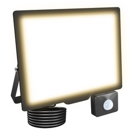 RIGIDON LED Spotlight with Motion Sensor 75 W 7500 LM Outdoor Spotlight with Motion Sensor 3000 K Warm White Waterproof Outdoor Floodlight Outdoor Lamp for Garden Garage Courtyards Sports Field Yard