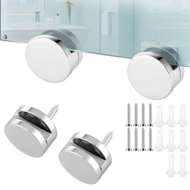 3-5mm Frameless Mirror Clips for Wall Mounting, 4 Pack Metal Round Mirrors Mounting Clips Heavy Duty Mirror Hanging Hardware Holders Clip with Long Screws & Anchors for Frameless Mirrors Wall-Mounting