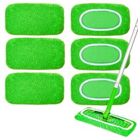 6-Pack Reusable Mop Pads Compatible with Sweeper Mop - 100% Coral Fleece Washable Refills - Microfiber Dry & Wet Sweeping Cloths for Multi-Surface/Hardwood Floor Cleaning