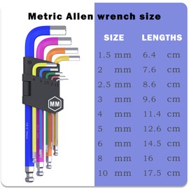 Kimapeso 9 PCS Allen Key Set Metric Allen Wrenches Set Long Arm Ball End Hex Key Wrench Set 1.5 to 10mm