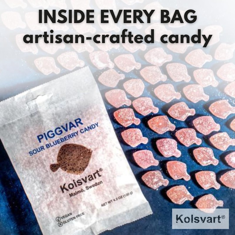 KOLSVART Swedish Candy, Piggvar Shaped, Classic Scandinavian Gummy, Vegan, Gluten