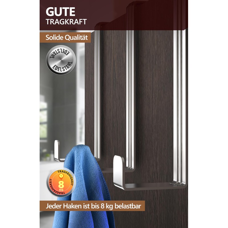 4smile 17-23 mm Door Hooks for Hanging Stainless Steel Set