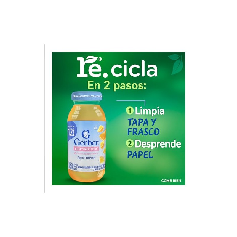 Gerber Electrolito Etapa Naranja Paquete Frascos 230