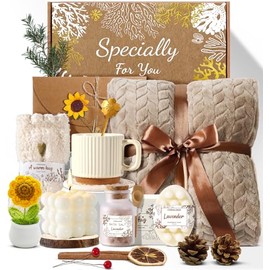 Spa Gift Baskets for Women - Birthday Gift Basket, Get Well Soon, Self Care, Relaxing Sunflower Package, 11pcs Spa Sets with Blanket, Luxury Gifts for Her Birthday Anniversary Mothers Day