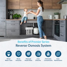 Aquasure Premier 4-Stage RO Reverse Osmosis Under Sink Drinking Water Filtration System | Removes 99% of Contaminants | 75 GPD, Leak-Proof, Quick Change Filters, with Tank & Brushed Nickel Faucet