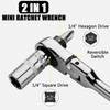 Gasea Mini Ratchet Wrench, 2 in 1 180° Rotating Flex