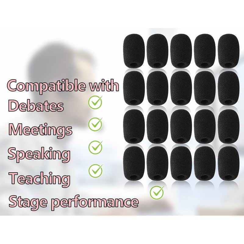 ZoeTekway Pack of 20 Black Pop Protection Headphones Microphone Foam