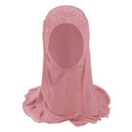 TINAYAUE Hijab Islamic Full Cover Turban Head 1 Piece Floral Arab Scarf Amira Hijab Head Wear Long Scarf for Children Girl 2-6 Years Olds