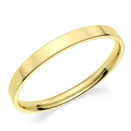 14k Yellow Gold 2mm Light Comfort Fit Flat Wedding Band - Size 8.5
