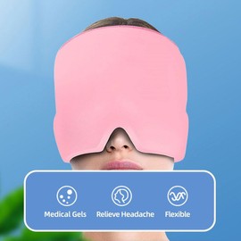 EORPAVU Cooling Masks for Eyes, Headband for Hot and Cold Compression, Reusable, Relieves Migraines, Eye Swelling and Sinus Pressure (Pink)