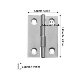 20 PCS 1.75 * 1.25 inches Stainless Steel Mini Small Hinges with Screws, Suitable for DIY Wooden Boxes, Small Cabinets, Jewelry Boxes Flat Hinges, Furniture, Woodworking Craft Project, Silver