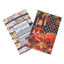 BESPORTBLE 2pcs Double-sided Autumn Garden Flags Pumpkin Thanksgiving Decor for Outdoor Use Lightweight Polyester Linen Material for Fall Garden and Welcome
