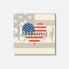 Unbranded I Love Arizona USA State Heart 4'' X 4'' Square Wooden Coaster
