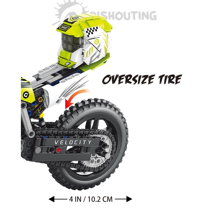 QISHOUTING Off-Road Motorcycle Building Toy for Teenager Boys, 1:8 Scale
