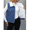 YILANUOYI Denim Vest with Faux Fur Collar for Women (US,