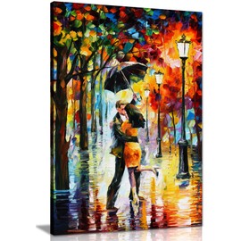 Dance Under The Rain by Leonid Afremov Canvas Wall Art Picture Print for Home Decor (12x8)