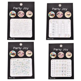 Rhinestone Stickers, Crystal, Sparkle, 3D, Sparkling Set, Set of 4, Glitter Seals, Stone Seals, Diamond Decoration, Facial Decoration, Nail Deco Parts, Colorful Stickers, Nail Art Parts, Face