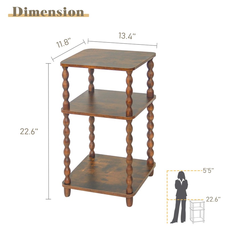 Fultyle Side Table, Small End Table with Storage Shelf, Modern