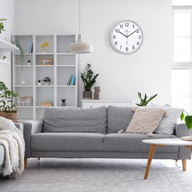 Lafocuse Wireless Wall Clock Silent 30 cm Modern Radio-Controlled Clock High Accuracy Silver Easy to Read Wall Clock Without Ticking Noises Analogue Decoration for Living Room Bedroom Office Kitchen