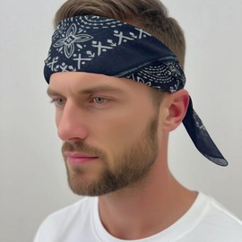Nearawing Bandanas for Women & Men | 2-Pack Cotton Head Scarves | 22x22 Inch with PU Leather Buckle | Color: N3 (Color: N4)