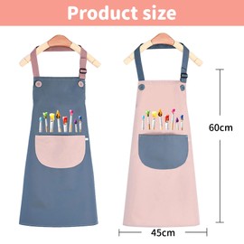 KIPTVO 2PCS Kids Aprons Waterproof Kids Painting Apron Kids Art Aprons, Toddler Kitchen Garden Bib Aprons for Cooking, Crafts, Clay, Laboratory Activity, Cooking Baking Painting Crafting Wear
