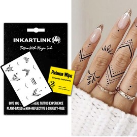 INKARTLINK 2 Week Henna Finger Tattoo, Realistic Design, Waterproof, Cruelty Free (Finger Tattoo Series 7)