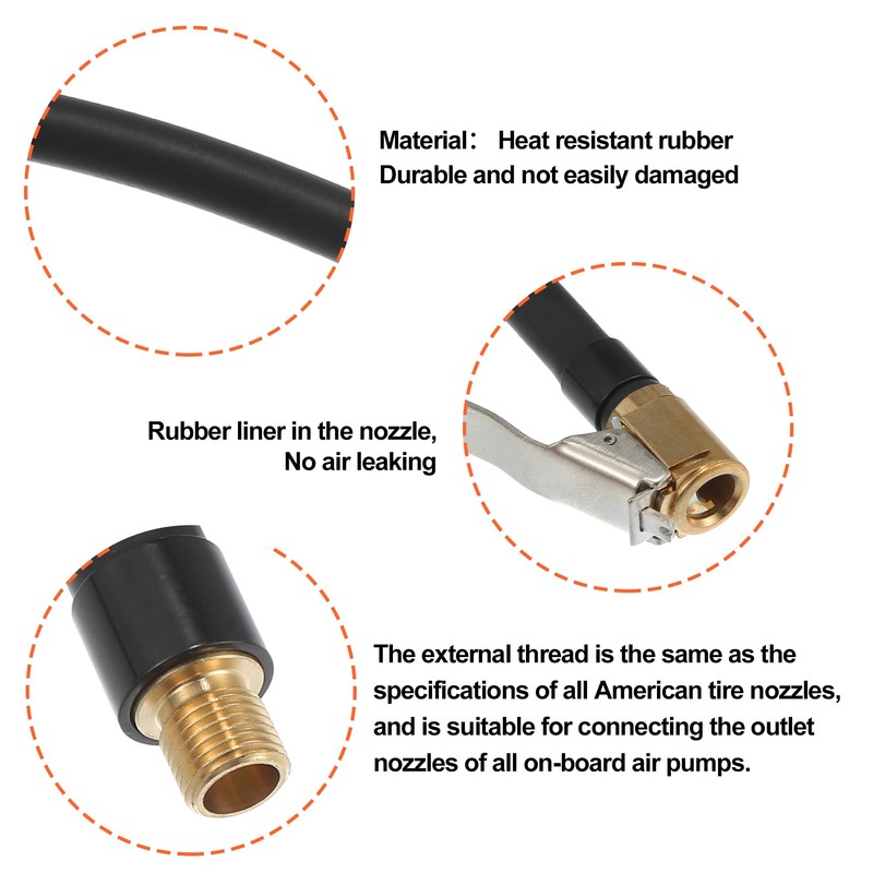 X AUTOHAUX 50cm 19.69" Tyre Inflator Pump Hose with Locking