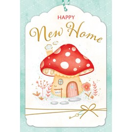 Piccadilly Greetings Happy New Home Card Mushroom House - 7 x 5 inches