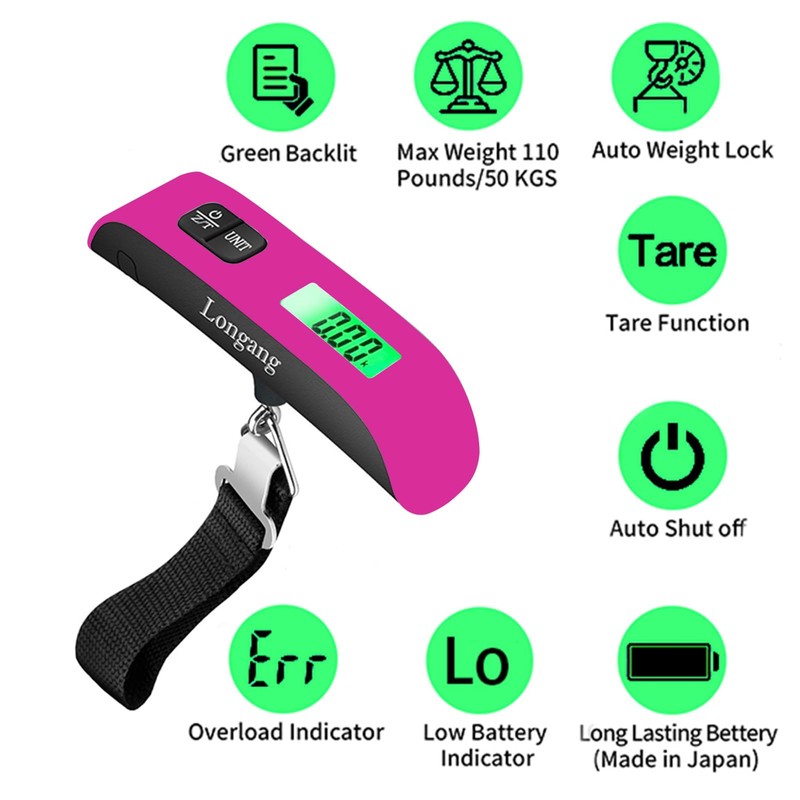 Longang Digital Hanging Luggage Scale with Backlit for Travel, Portable