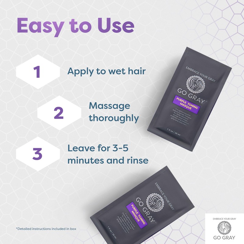 Go Gray Treatment System (Treat), Purple Toning Masque, 4 Packets,