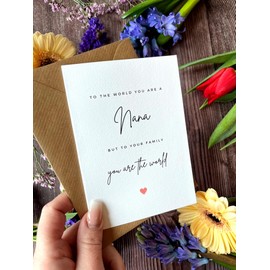 The Little Gem Company - Beautiful Linen Card for Her. Elegant Card for Mum/Nana/Grandma & More. Perfect for Mothers Day or Birthday. Gorgeous Script Font. (nana)