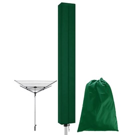 Trongle Rotary Washing Line Cover, 165 * 16 * 16CM Waterproof Rotary Airer Cover with Anti-rust Zip, Multipurpose Cover for Rotary Dryer or Parasol, Durable Weatherproof cover, Outdoor, Garden(Green)